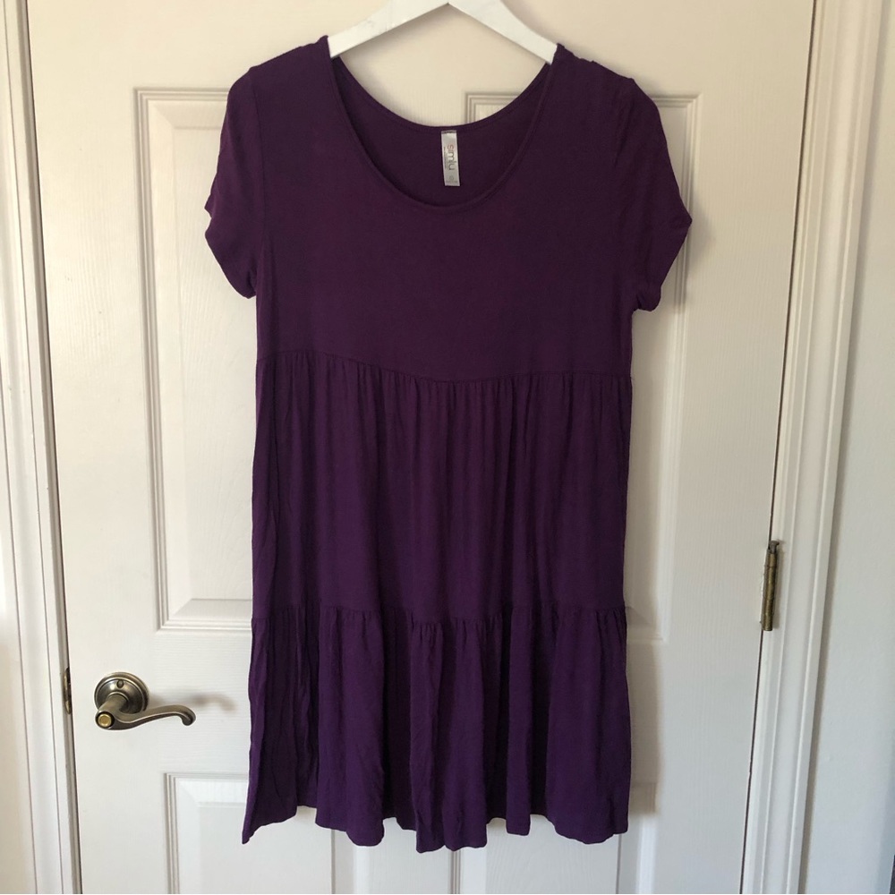 Dark Purple Tiered T-Shirt Dress